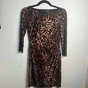 Lauren Ralph Lauren Women’s Leopard Print Faux Wrap Dress Office Career Wear